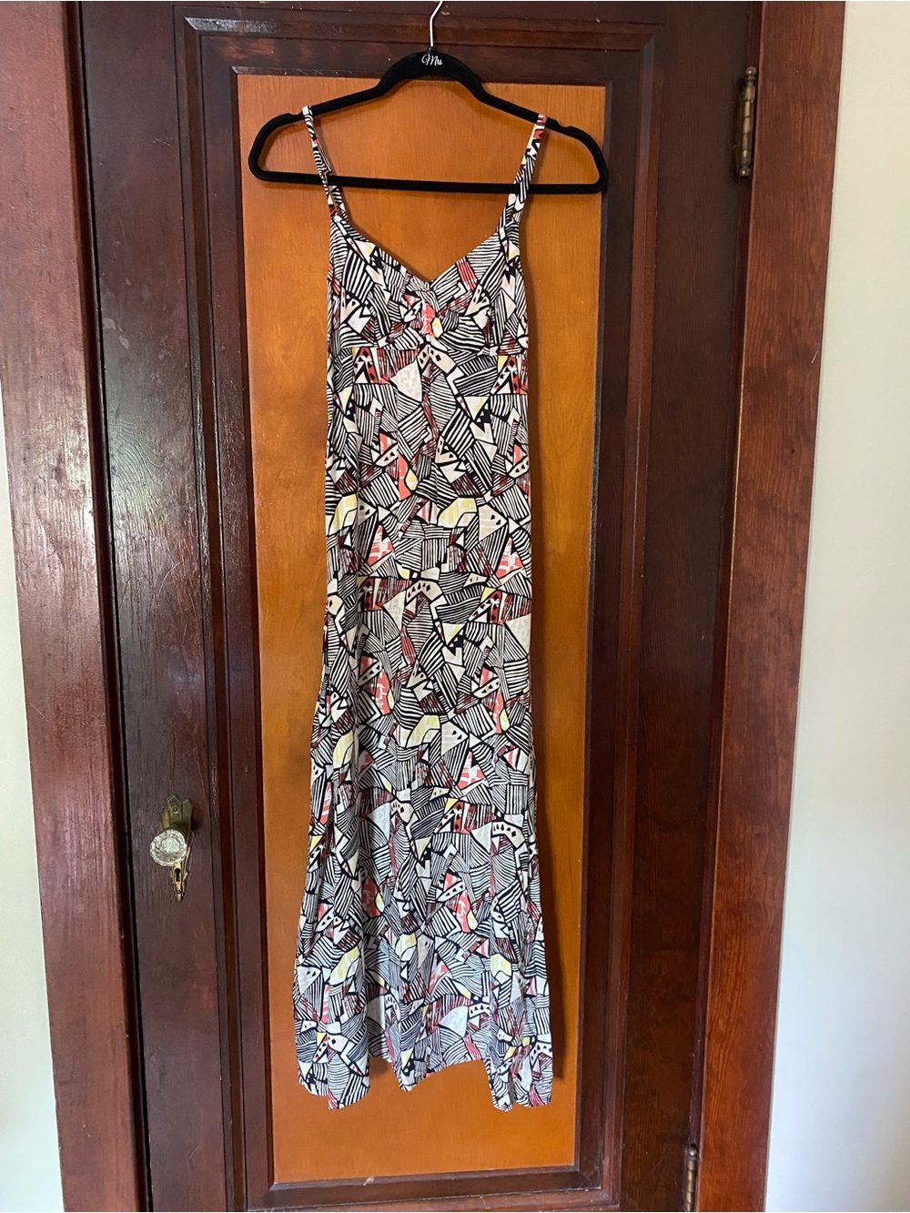 H&M Sleeveless Geometric Print Maxi Dress - Black, White & Red